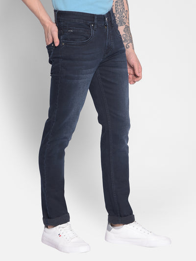 Navy Blue Jeans-Men Jeans-Crimsoune Club