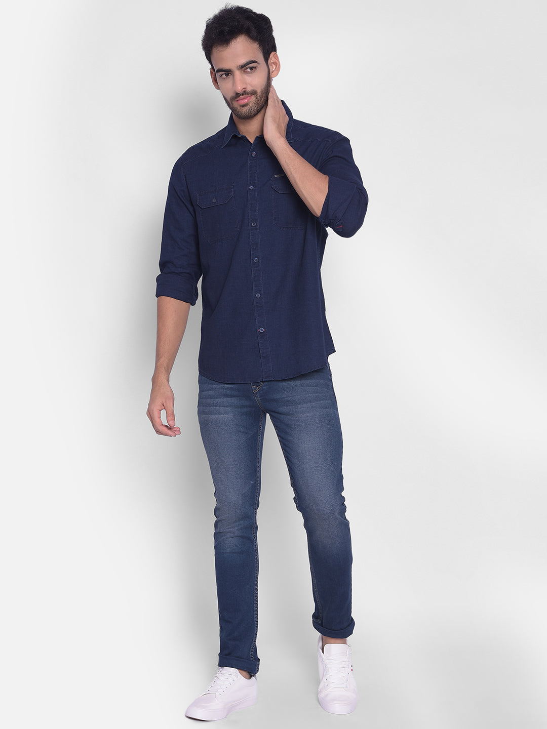 Blue Light Fade Jeans-Men Jeans-Crimsoune Club