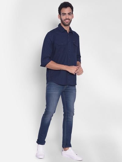 Blue Light Fade Jeans-Men Jeans-Crimsoune Club