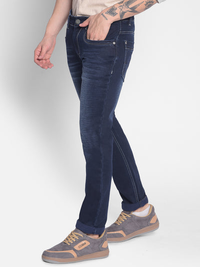 Navy Blue Jeans-Men Jeans-Crimsoune Club