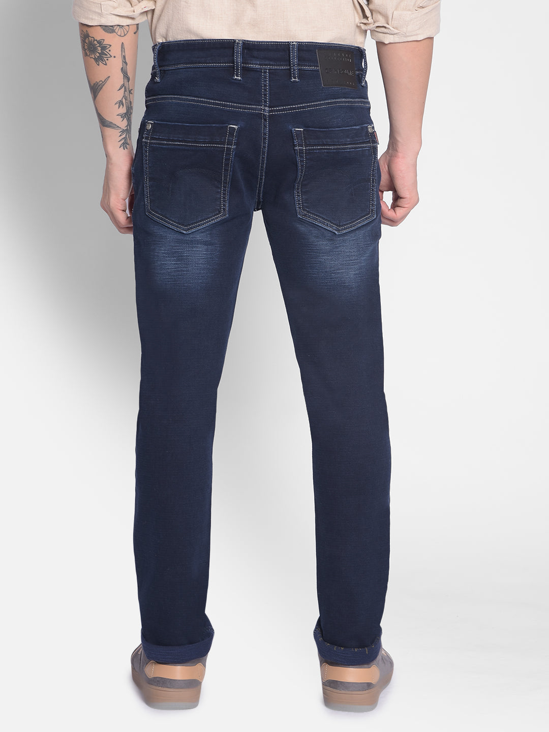 Navy Blue Jeans-Men Jeans-Crimsoune Club