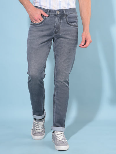 Grey Cotton Jeans-Men Jeans-Crimsoune Club