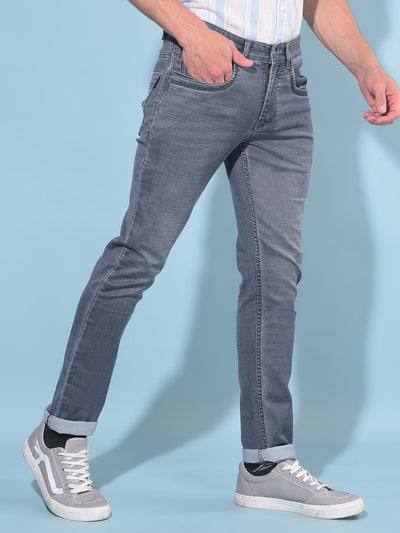 Grey Cotton Jeans-Men Jeans-Crimsoune Club