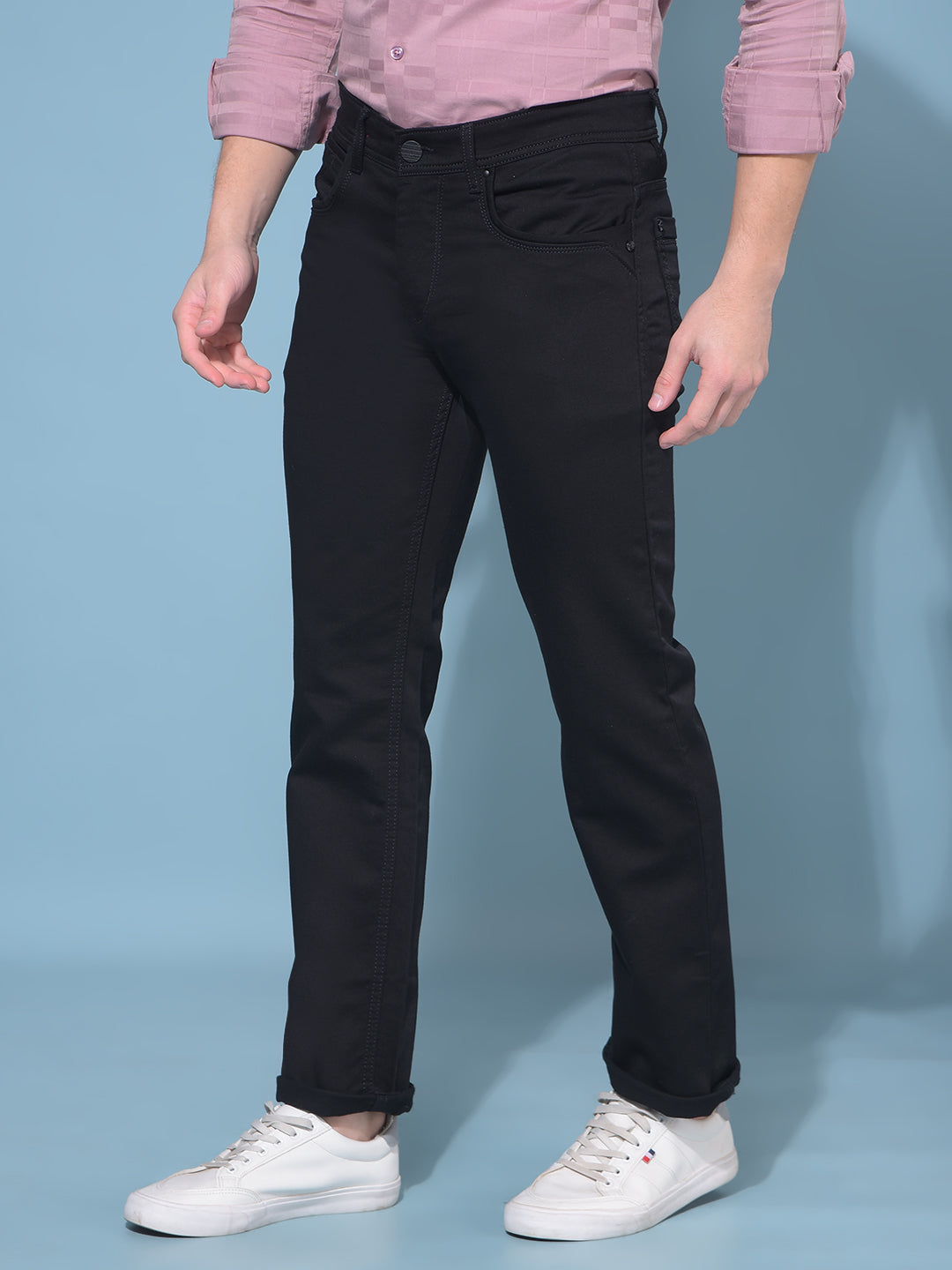 Black Straight Stretchable Jeans-Men Jeans-Crimsoune Club