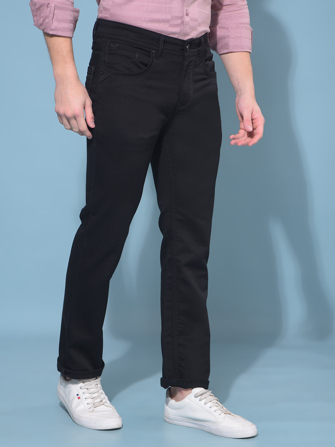 Black Straight Stretchable Jeans-Men Jeans-Crimsoune Club