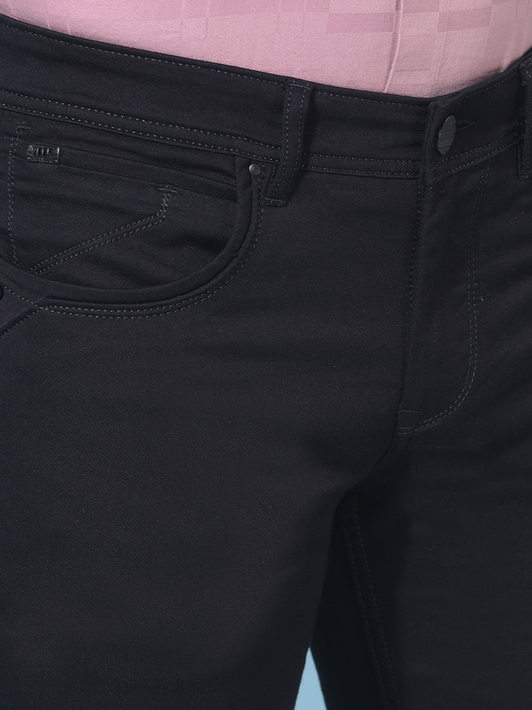 Black Straight Stretchable Jeans-Men Jeans-Crimsoune Club