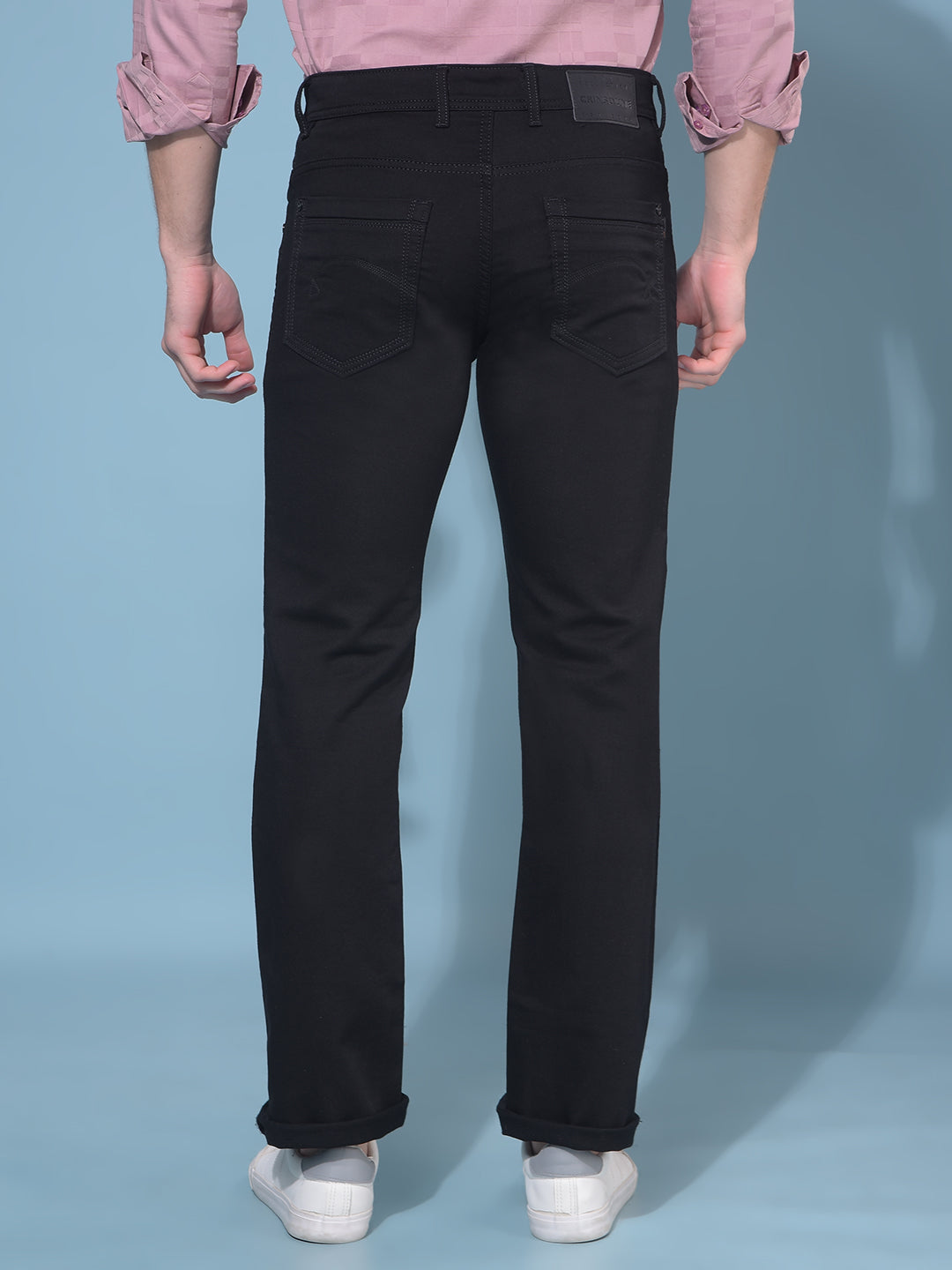 Black Straight Stretchable Jeans-Men Jeans-Crimsoune Club