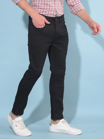 Black Skinny Cotton Jeans-Men Jeans-Crimsoune Club