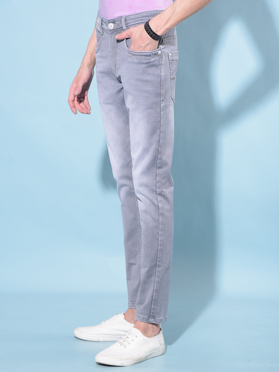 Grey Stretchable Jeans-Men Jeans-Crimsoune Club