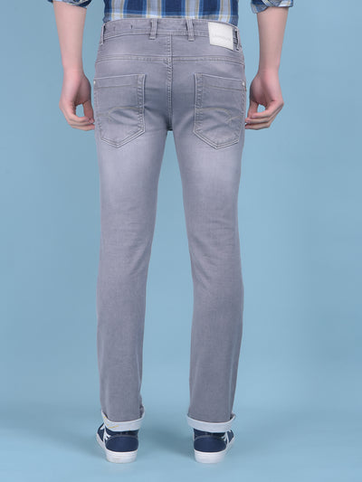 Grey Straight Stretchable Jeans-Men Jeans-Crimsoune Club