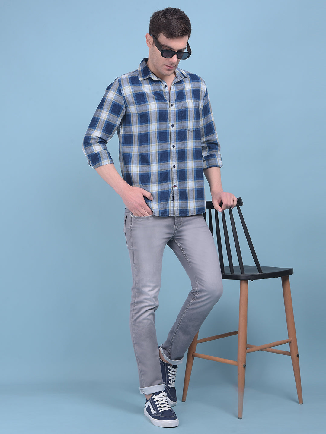 Grey Straight Stretchable Jeans-Men Jeans-Crimsoune Club