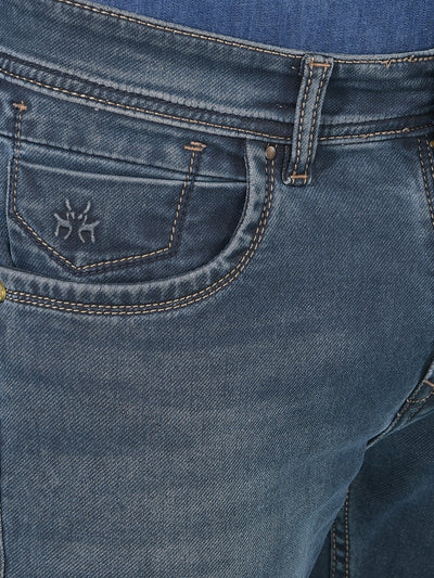 Blue Skinny Cotton Jeans-Men Jeans-Crimsoune Club