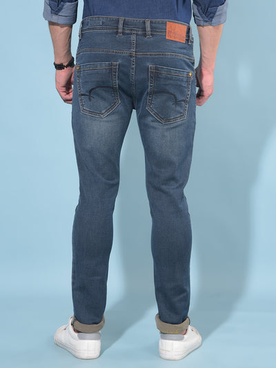 Blue Skinny Cotton Jeans-Men Jeans-Crimsoune Club