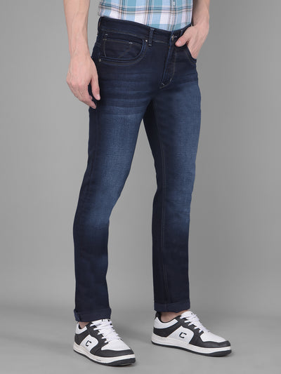 Navy Blue Jeans-Men Jeans-Crimsoune Club