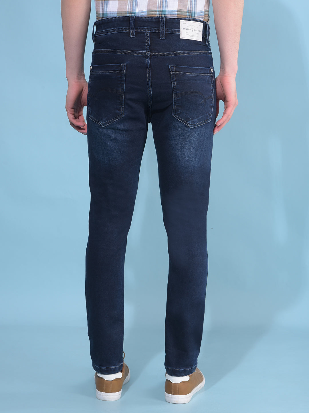 Blue Skinny Stretchable Jeans-Men Jeans-Crimsoune Club