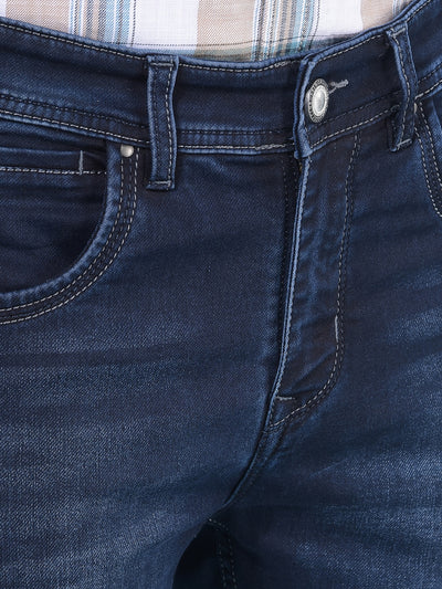 Blue Skinny Stretchable Jeans-Men Jeans-Crimsoune Club