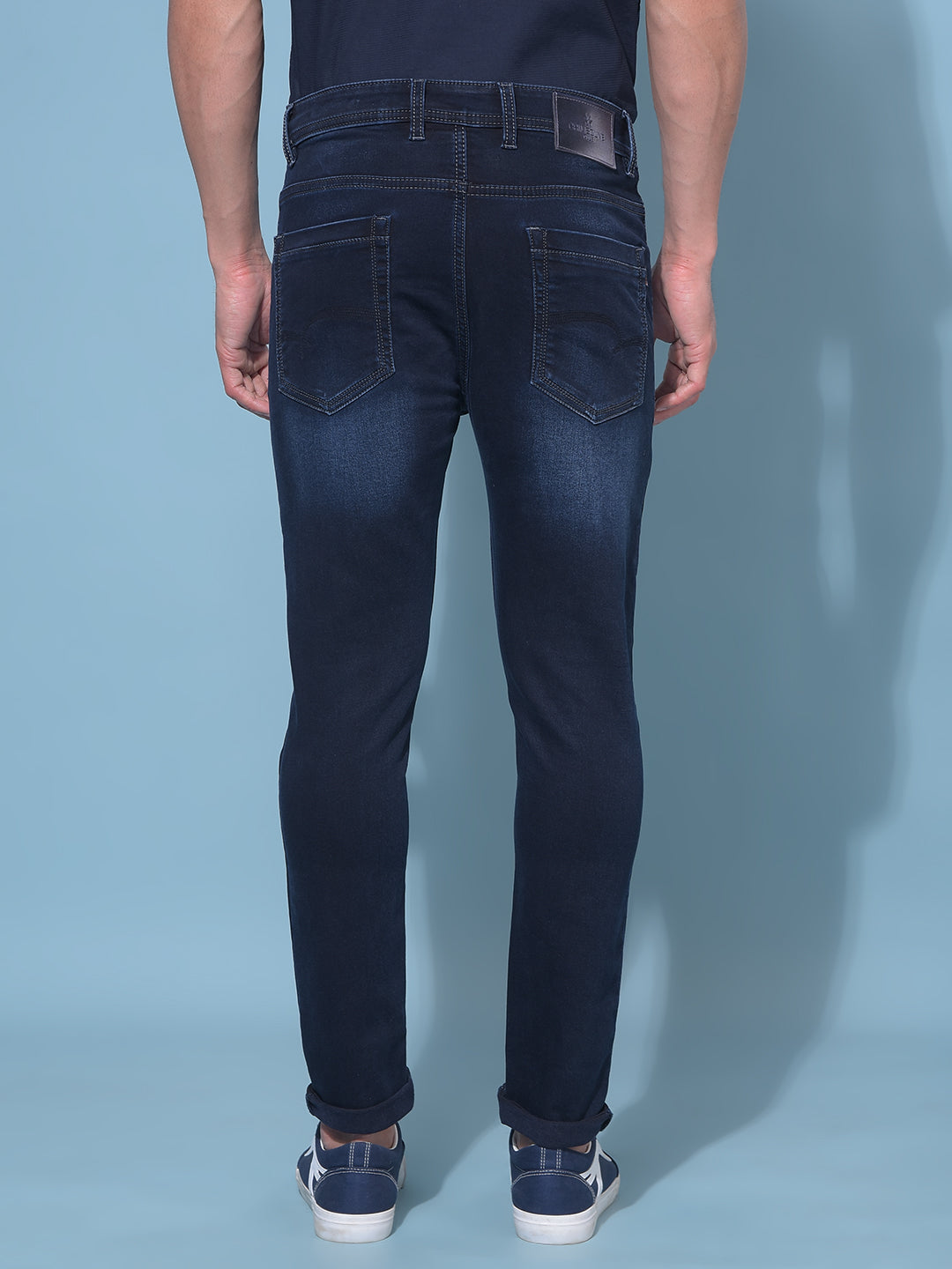Navy Blue Stretchable Skinny Jeans-Men Jeans-Crimsoune Club
