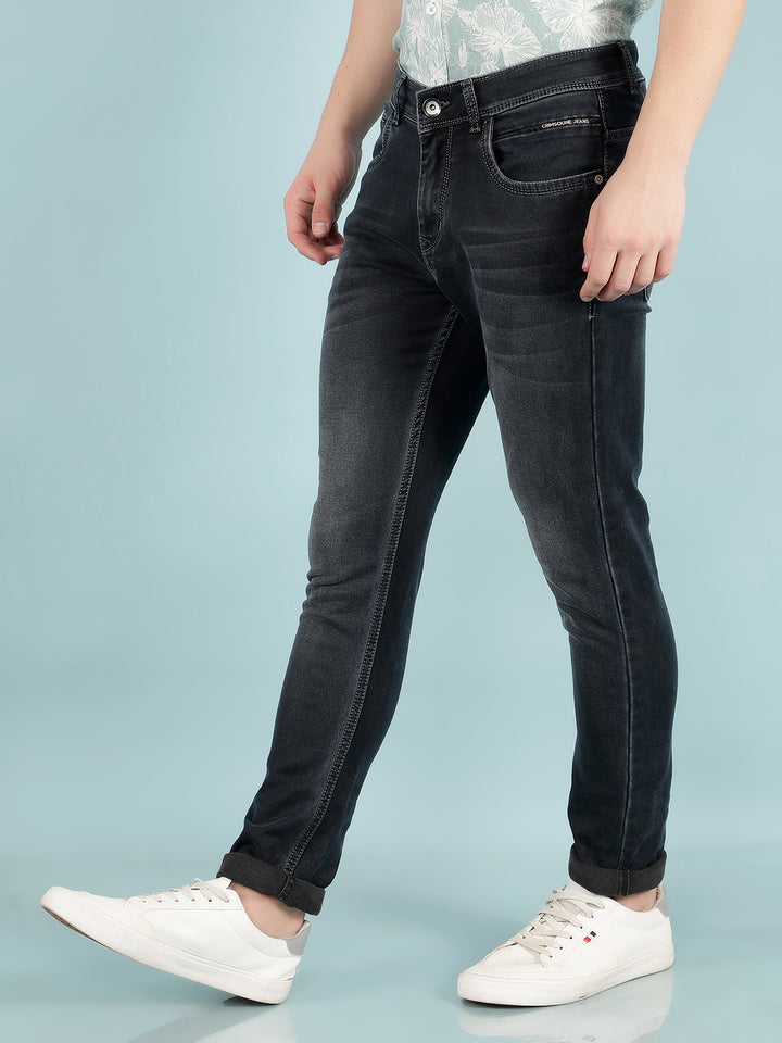 Blue Skinny Cotton Jeans-Men Jeans-Crimsoune Club