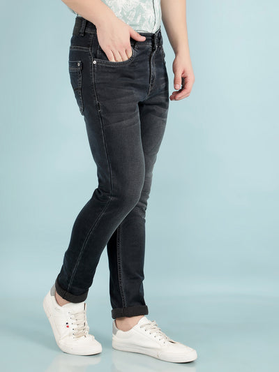 Blue Skinny Cotton Jeans-Men Jeans-Crimsoune Club