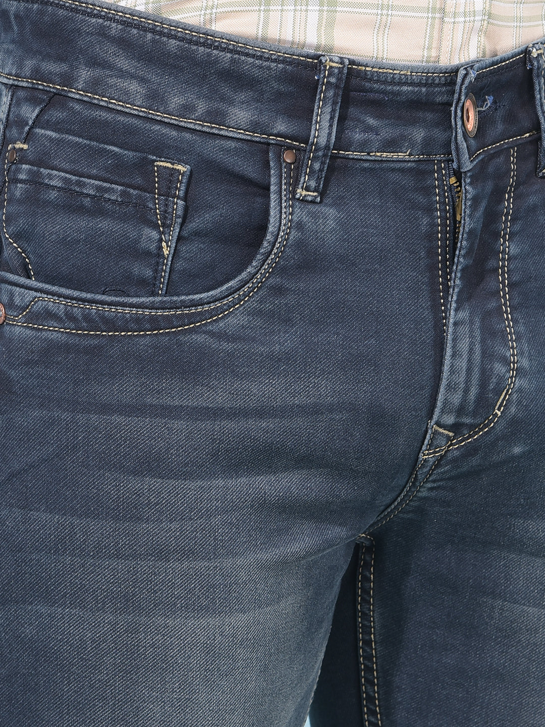 Blue Skinny Cotton Jeans-Men Jeans-Crimsoune Club