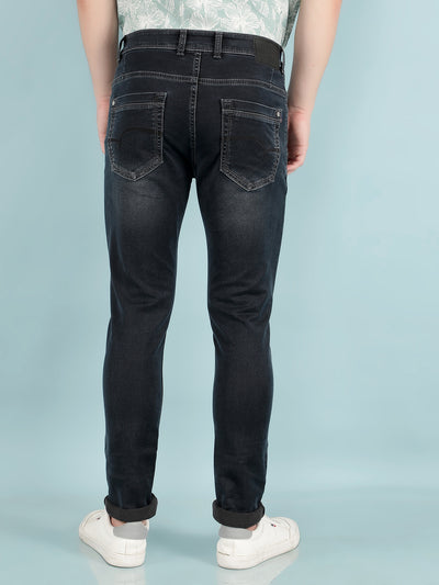 Blue Skinny Cotton Jeans-Men Jeans-Crimsoune Club