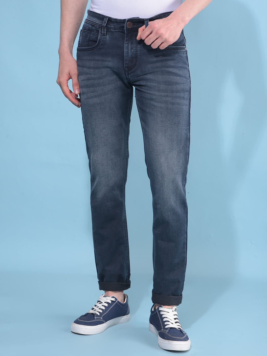 Blue Cotton Jeans-Men Jeans-Crimsoune Club