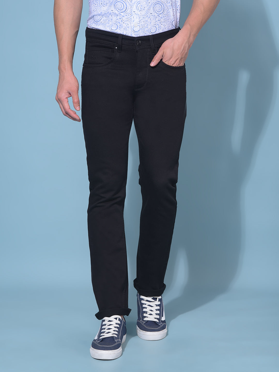 Black Stretchable Jeans-Men Jeans-Crimsoune Club