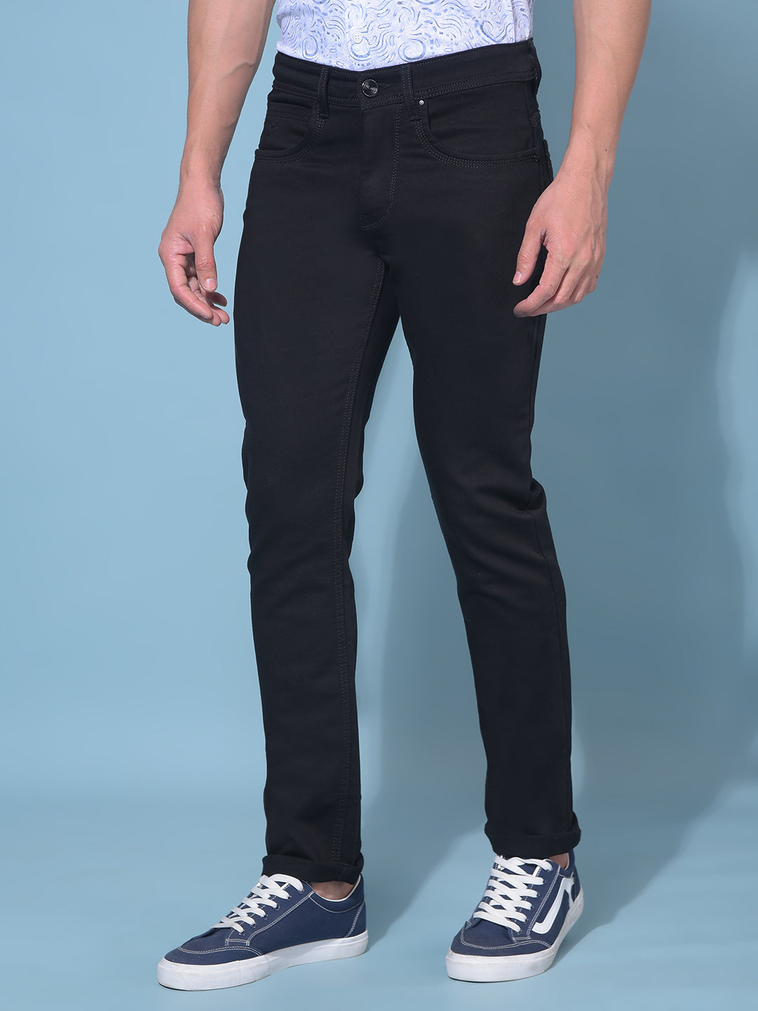 Black Stretchable Jeans-Men Jeans-Crimsoune Club