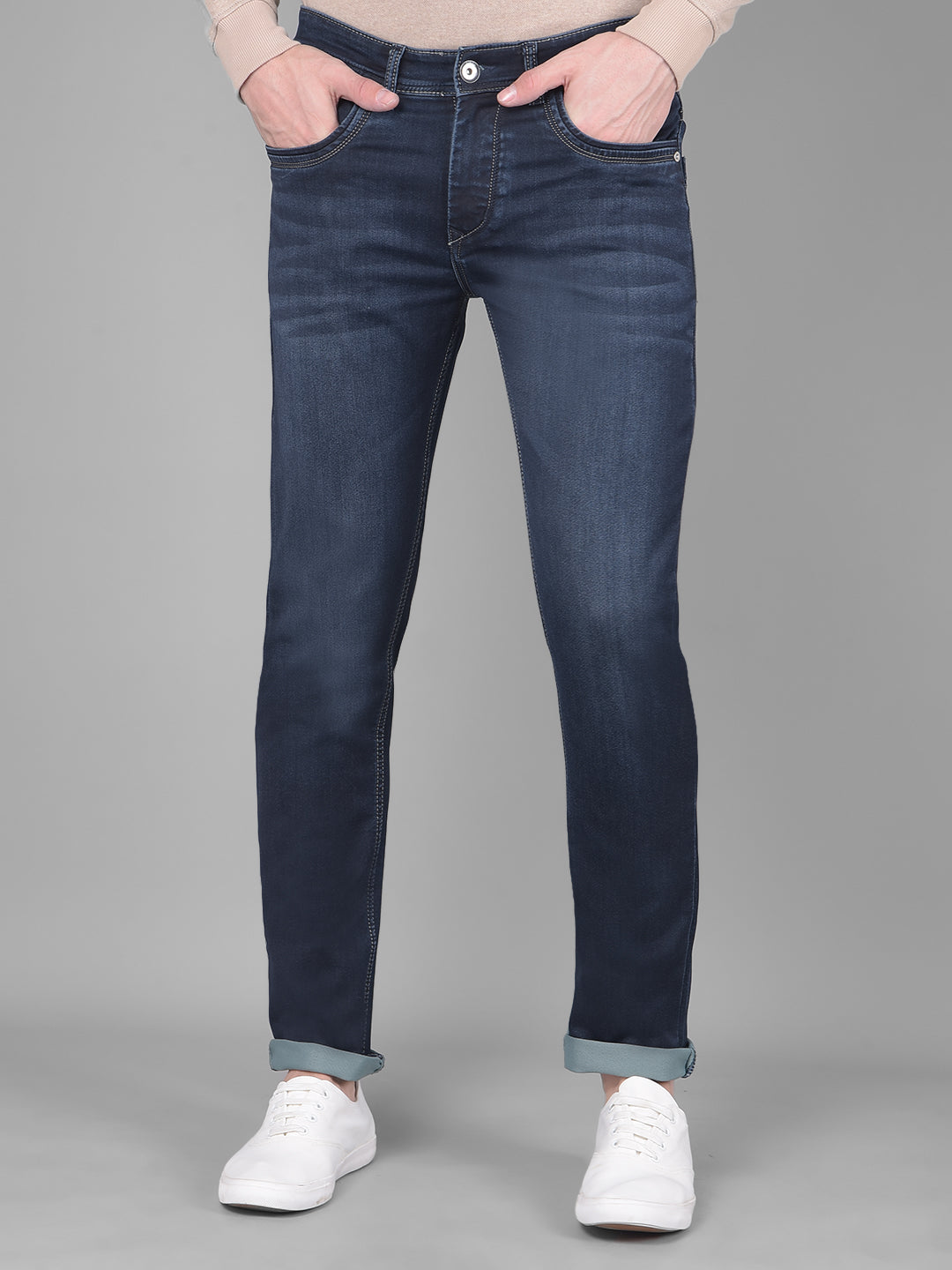 Navy Blue Jeans-Men Jeans-Crimsoune Club