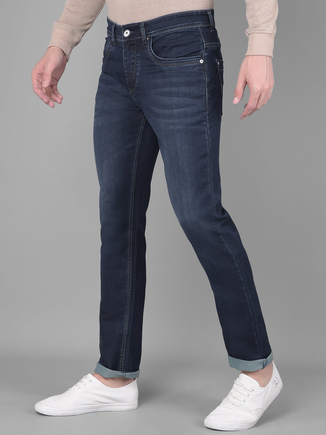 Navy Blue Jeans-Men Jeans-Crimsoune Club