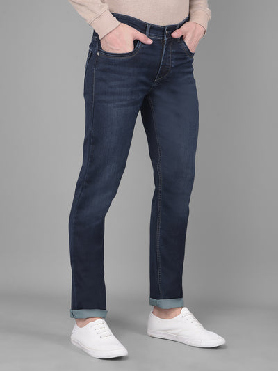 Navy Blue Jeans-Men Jeans-Crimsoune Club