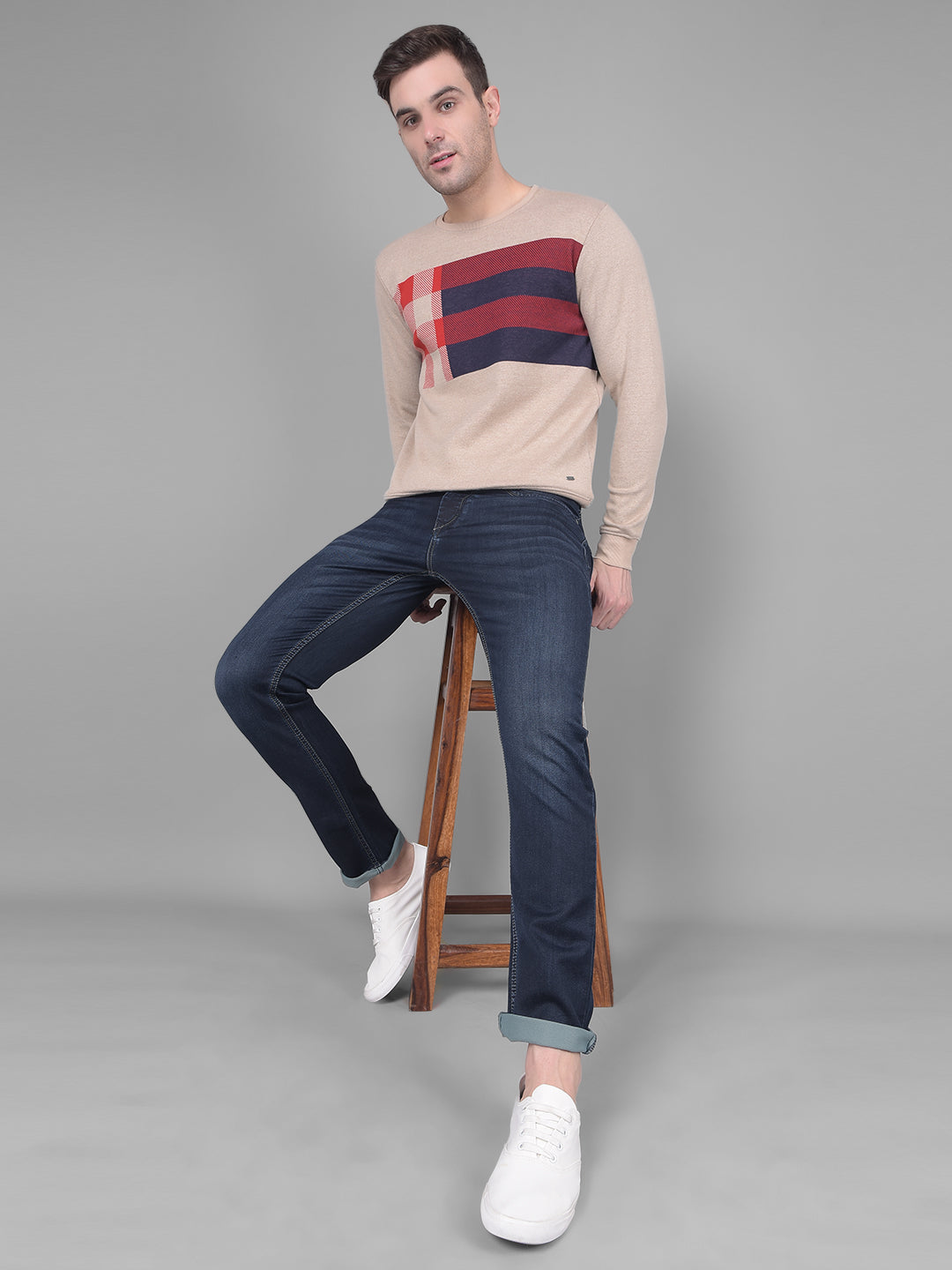 Navy Blue Jeans-Men Jeans-Crimsoune Club