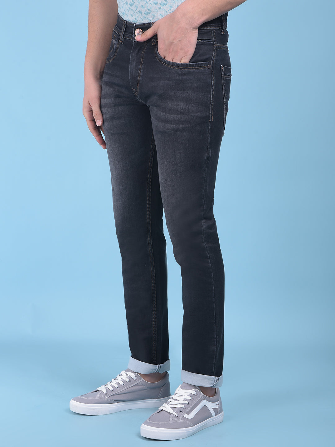 Grey Stretchable Jeans-Men Jeans-Crimsoune Club