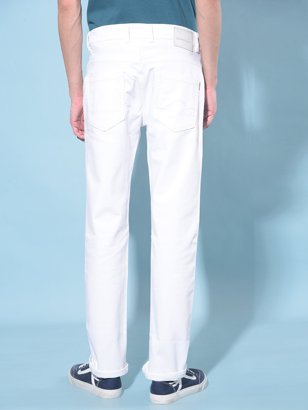 White Straight Stretchable Jeans-Men Jeans-Crimsoune Club