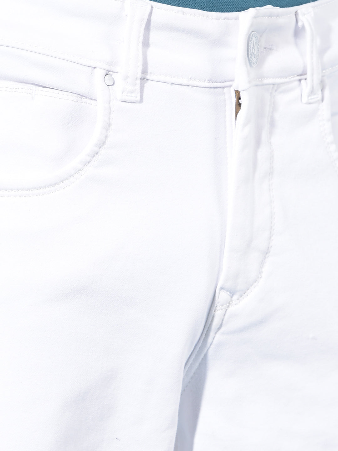 White Straight Stretchable Jeans-Men Jeans-Crimsoune Club