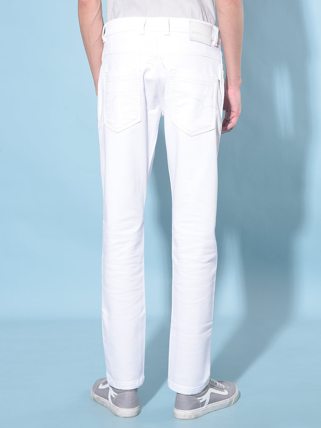 White Stretchable Jeans-Men Jeans-Crimsoune Club