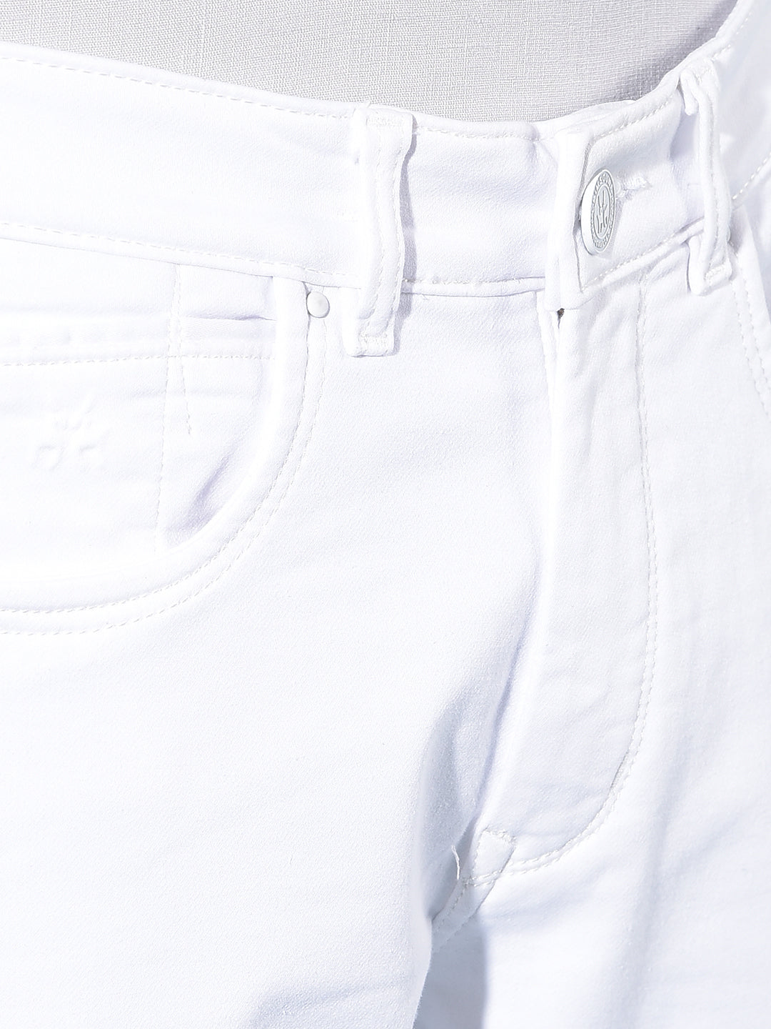 White Stretchable Jeans-Men Jeans-Crimsoune Club