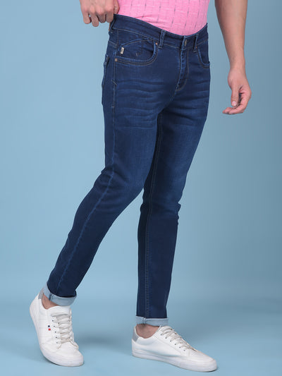 Blue Stretchable Skinny Jeans-Men Jeans-Crimsoune Club
