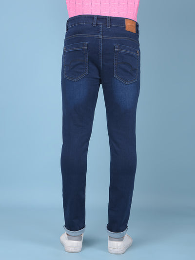 Blue Stretchable Skinny Jeans-Men Jeans-Crimsoune Club