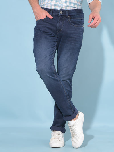 Blue Cotton Jeans-Men Jeans-Crimsoune Club