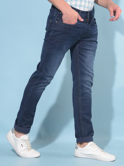 Blue Cotton Jeans-Men Jeans-Crimsoune Club