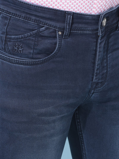Blue Straight Stretchable Jeans-Men Jeans-Crimsoune Club