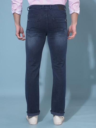 Blue Straight Stretchable Jeans-Men Jeans-Crimsoune Club