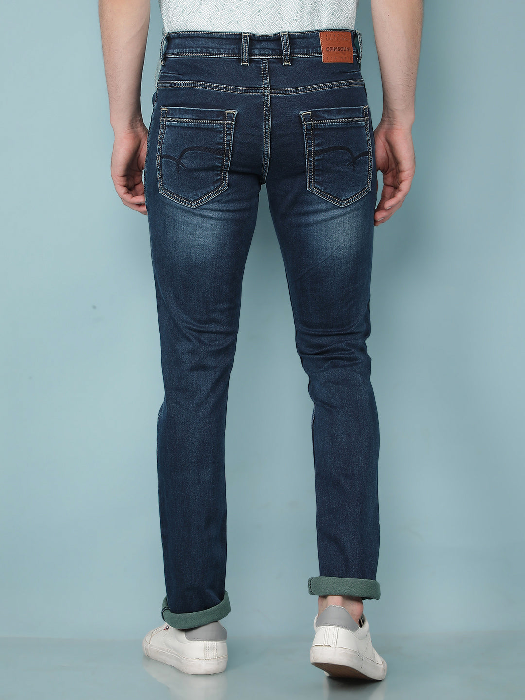 Blue Cotton Jeans-Men Jeans-Crimsoune Club