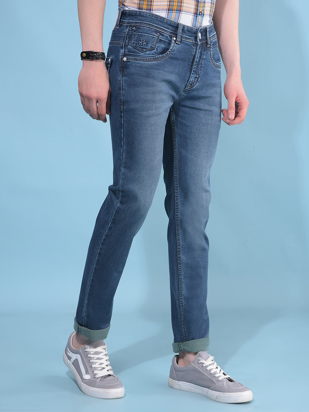 Blue Cotton Jeans-Men Jeans-Crimsoune Club