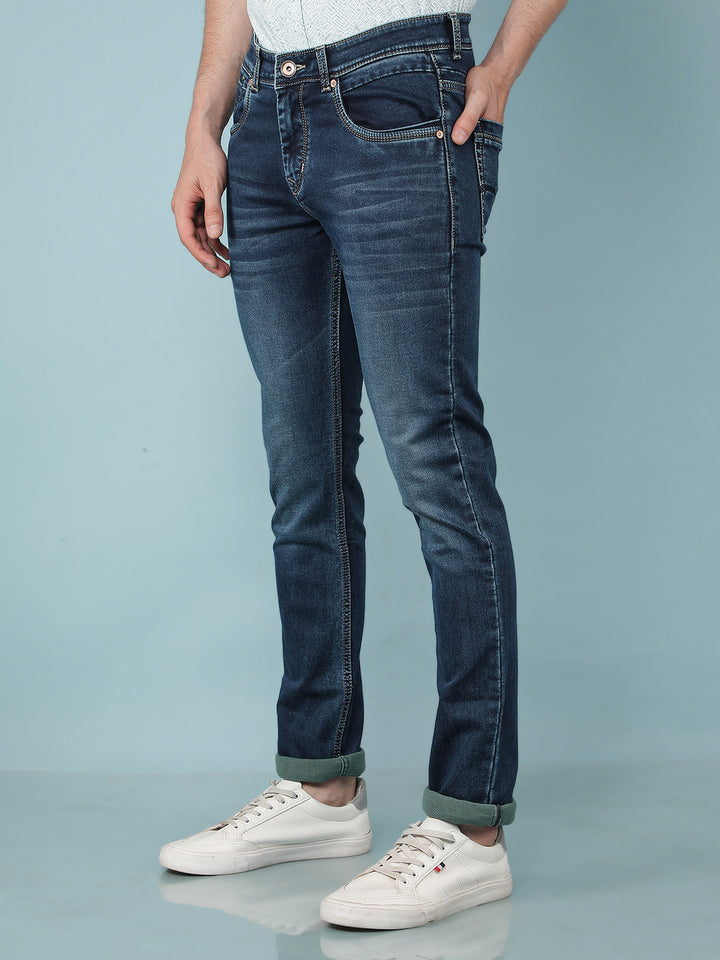 Blue Cotton Jeans-Men Jeans-Crimsoune Club
