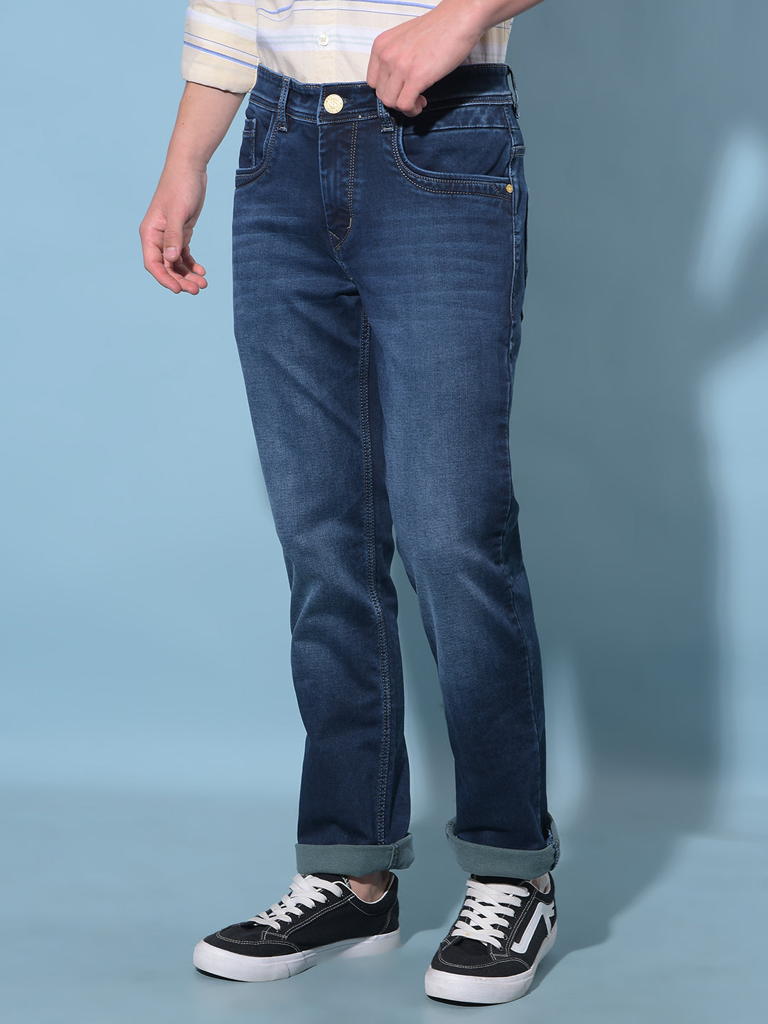 Blue Cotton Jeans-Men Jeans-Crimsoune Club