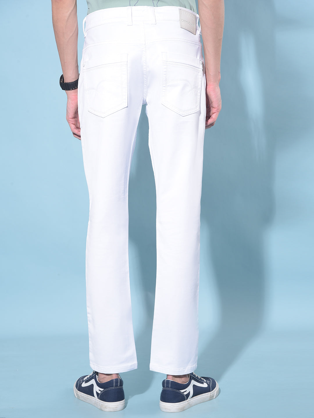 White Stretchable Jeans-Men Jeans-Crimsoune Club