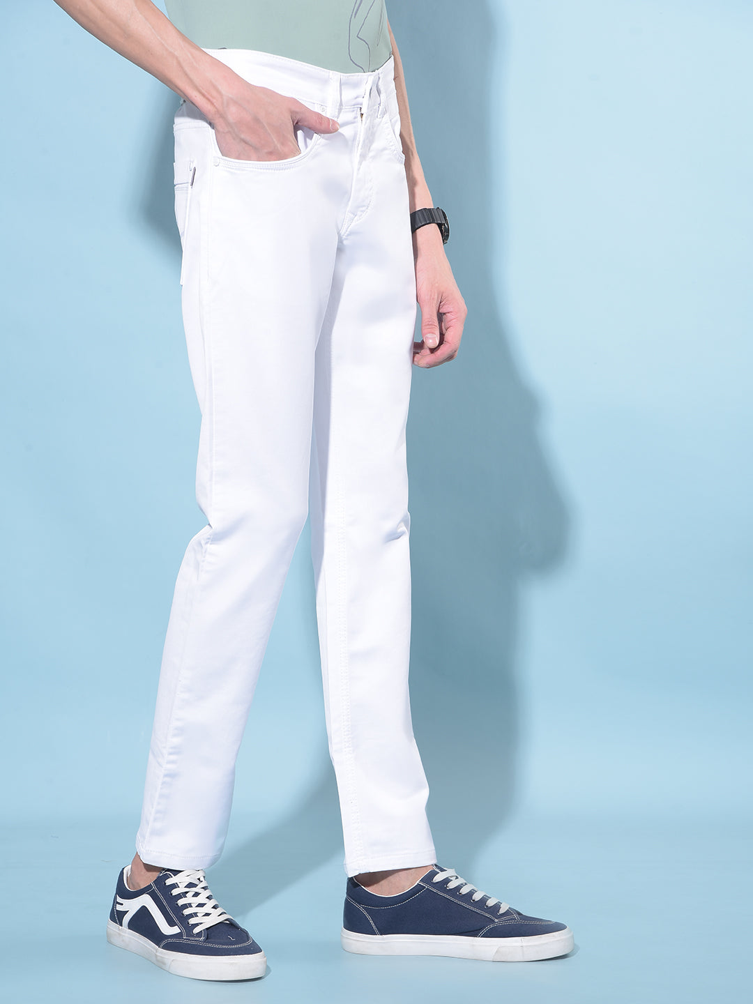 White Stretchable Jeans-Men Jeans-Crimsoune Club