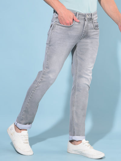 Grey Cotton Jeans-Men Jeans-Crimsoune Club